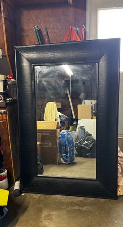 Italian leather mirror