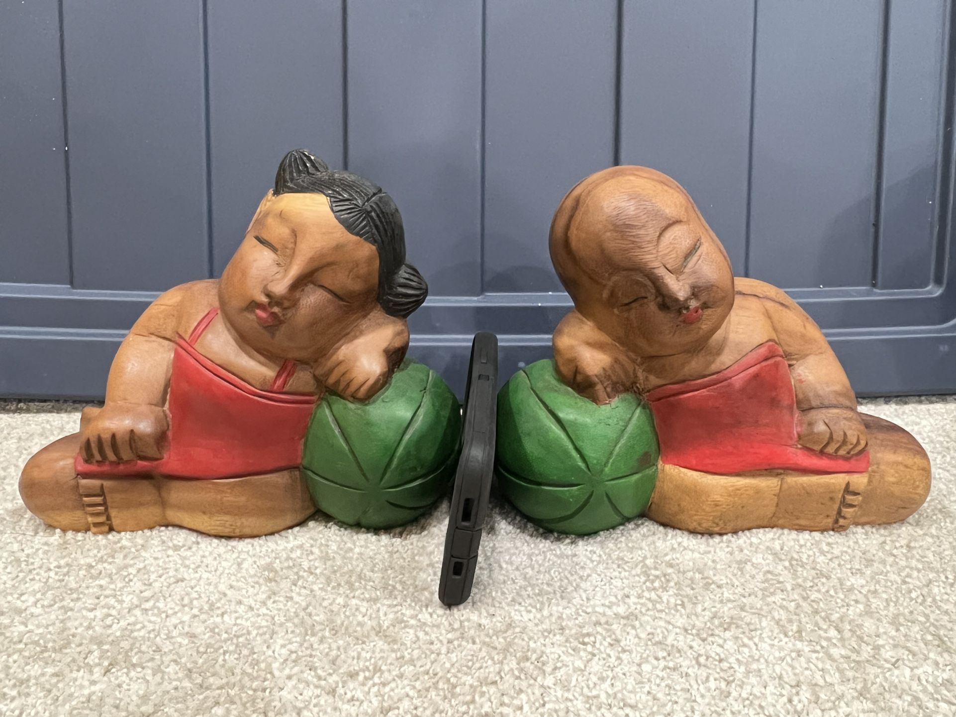 Vintage Carved Wood Figurines or Bookends