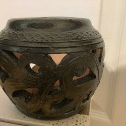 Black Pottery Tea Lite Candle Holder 