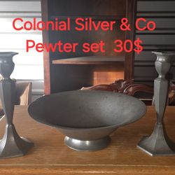 Colonial Silver & Co Pewter Set 