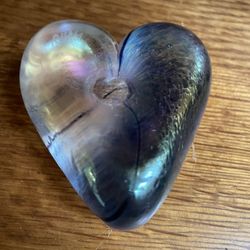 1980 Heart Art Glass by Canadian Artist Robert Held -Etch Signed -Ocean Swirl and Pearlessence