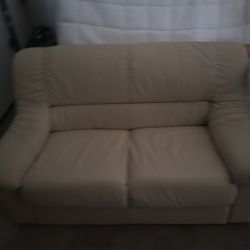 White Leather Loveseat