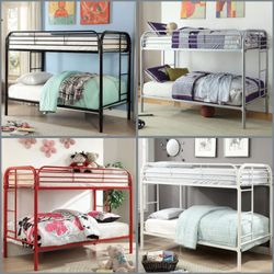 Twin/Twin HD Metal Bunkbeds W. Orthopedic Mattresses