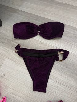 Purple Shimmer Bandeau Bikini Set