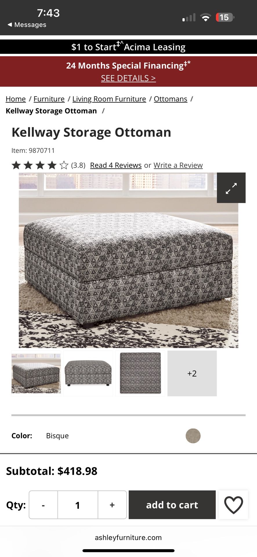Ashley Furniture Kelley’s Storage Ottoman