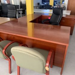 Wood Executive L Shape Desk 6x7’ Cherry New! Sale!