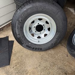 New 225-75-15inch Trailer Tires With 6-lug Galvanized Rims.  Loadstar. 10-ply
