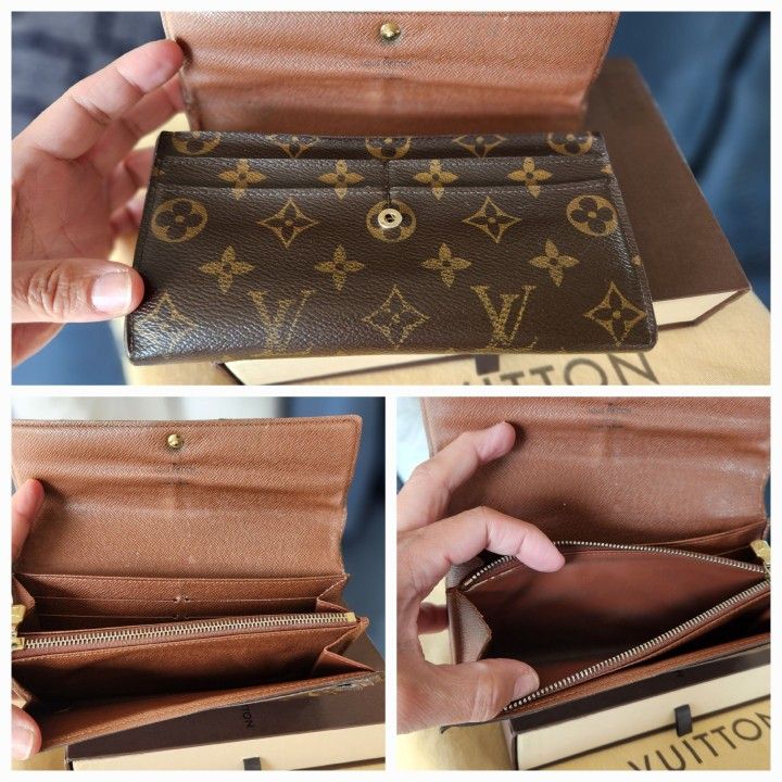 Louis Vuitton - Authenticated Sarah Wallet - Leather Brown For Woman, Very Good condition