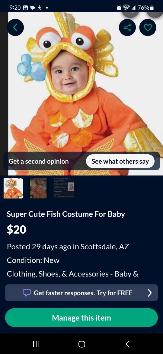 Infant Costume Adorable Fish