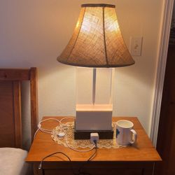 Table Lamp With Built In Outlet. 2 Available 