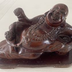 Wooden Happy Buddha Statue