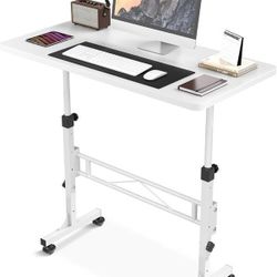 New - Standing Desk Adjustable Height, Mobile Stand Up Desk with Wheels, 32 Inch Portable Rolling Desks Computer Office Workstations for Walking