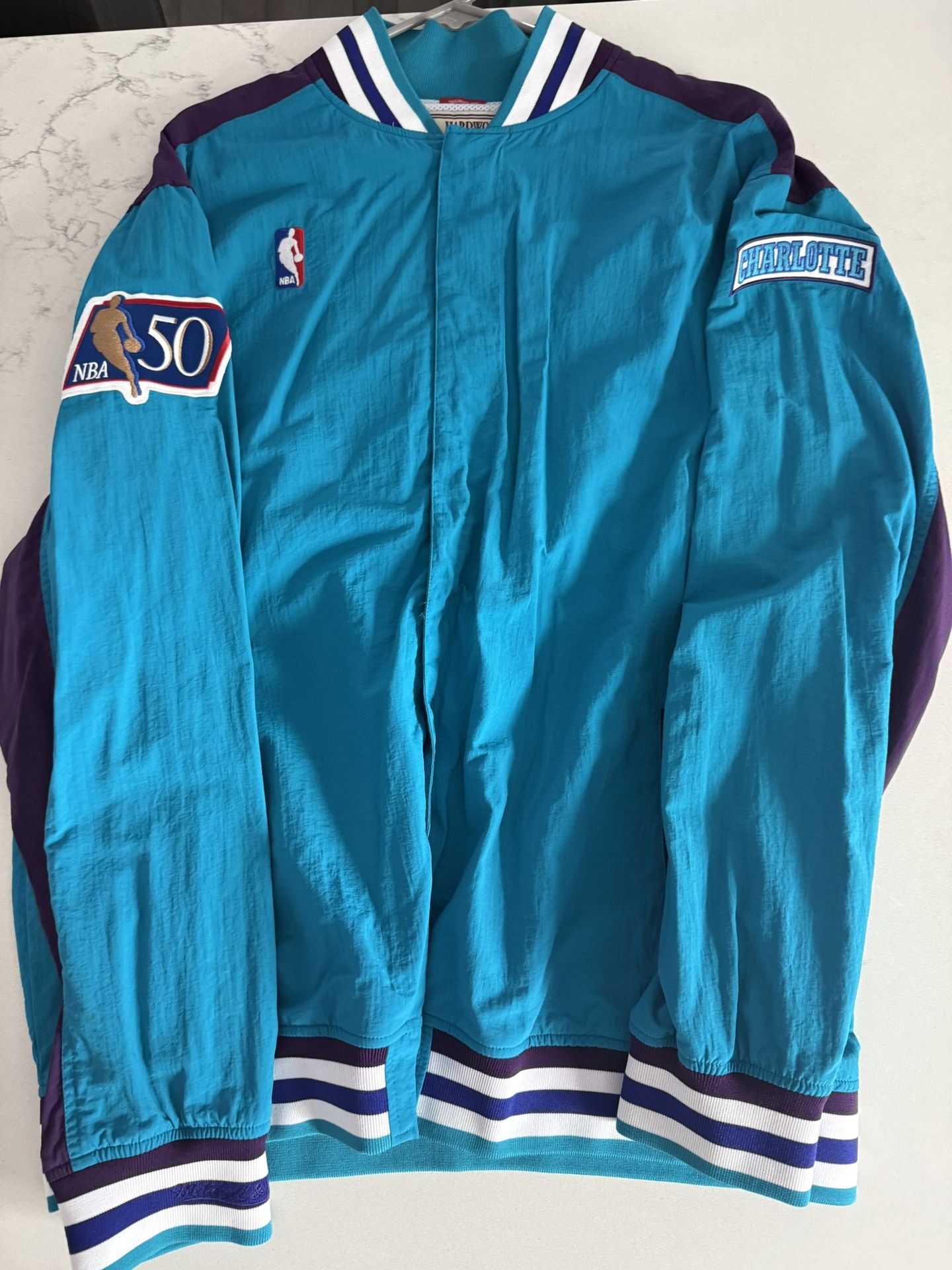 Mitchell n Ness Hornets Warm Up Jacket Teal XL