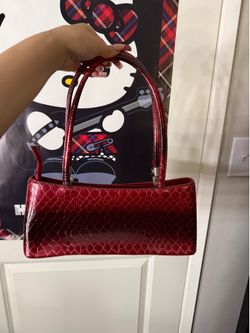 Vintage Y2K Cherry Red Croc Baguette Shoulder Bag