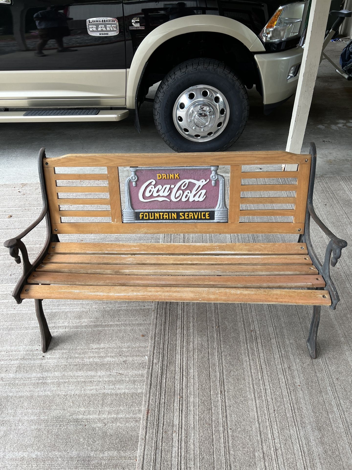 Vintage Coca-Cola Fountain Service Cast Iron Park Bench