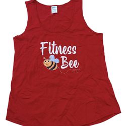 Port & Company Women’s Fitness Bee Red Tank Top Graphic Tee Size L