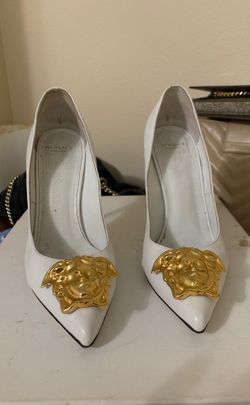 White Versace heels