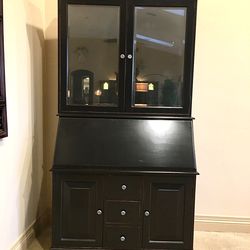 Black Wood Secretary Hutch Quality!