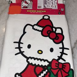 New Hello Kitty Christmas Fabric Shower Curtain 72 X 72 Inches 