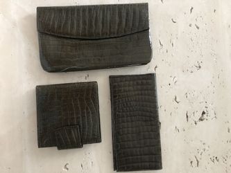 Three-piece leather wallet set
