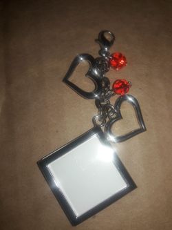 Mini Photo Keychain w/Hearts & Red Beads (NEW)