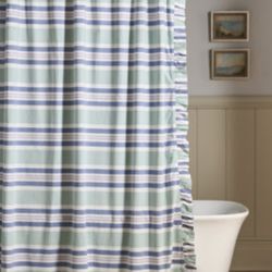 Anthropologie striped ruffled shower curtain
