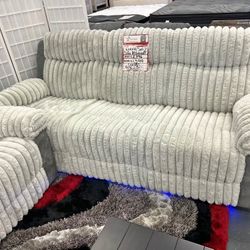 2PC High end Manual Recliner sofa and loveseat with console and LED USB-A & USB-C Charging Ports