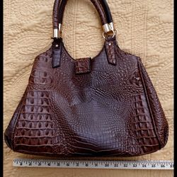 Kate and Alex Cuffaro Italian Design Brown Embossed Croc Faux Leather Bag/Purse.
