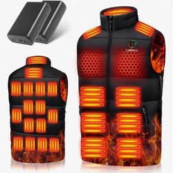 Larkfly 24-Zone Heated Vest for Men & Women – 5-in-1 Smart Heating with Dual 20,000mAh Batteries (L)