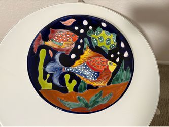 Mexican Pottery Plate Fish Motif