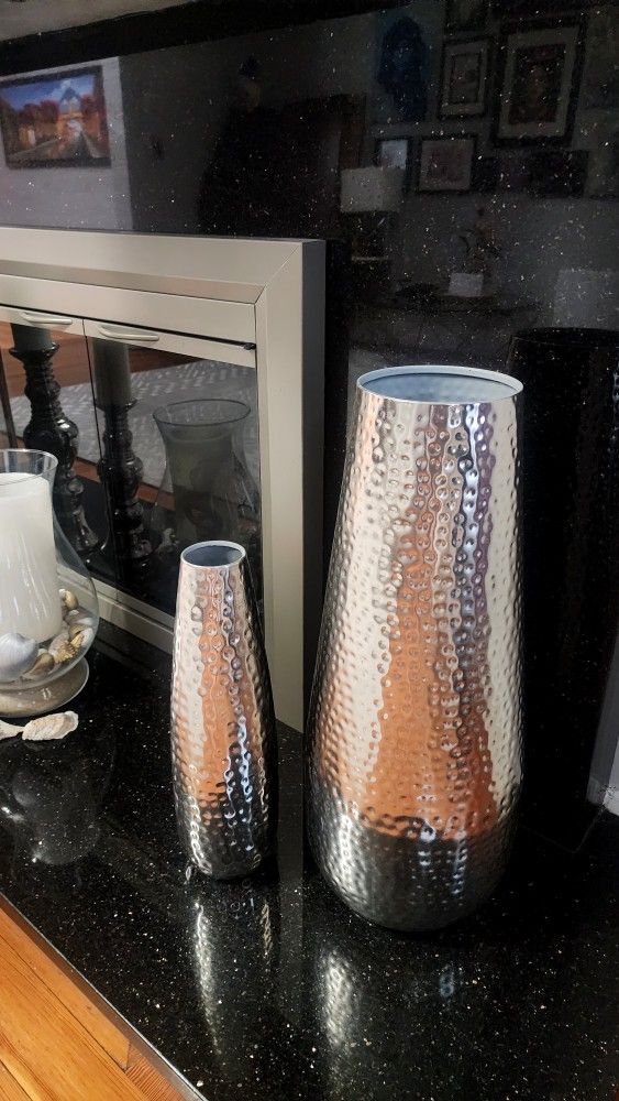 Decorative, Modern, Hammered Metal Vases - Large and Small sold Individually