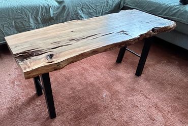 Raw edge wood coffee table