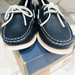 New Women G. H. Bass Co Blue Genuine Leather Boat Sneaker Shoes Size 7.5