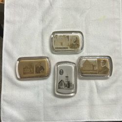 Church antique glass paperweight with an encased photograph