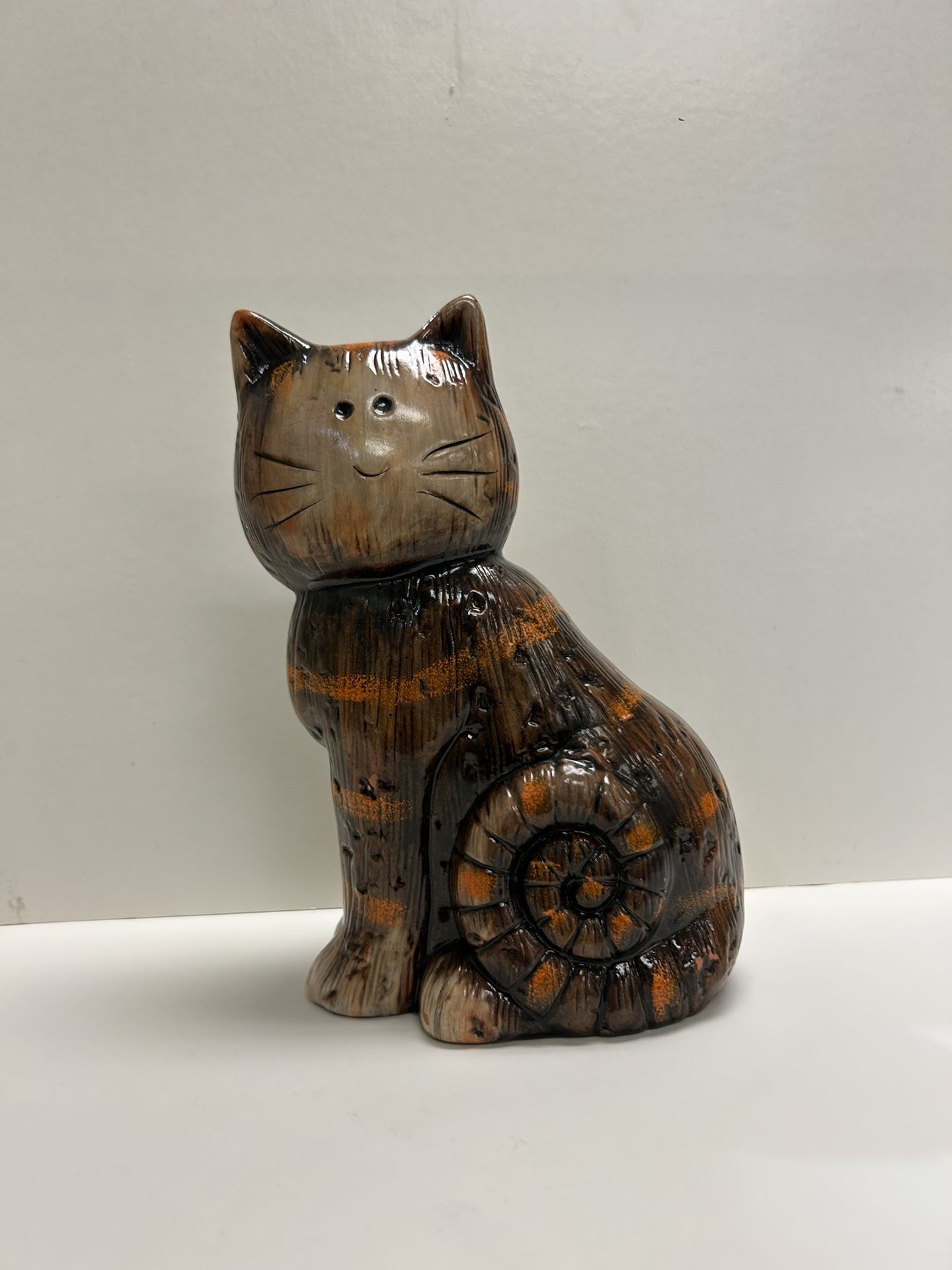 Vintage MCM Brown Ceramic Cat Figurine