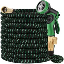 50 ft Expandable Garden Hose w/10 Functions Spray Nozzle, Water Hoses with 3/4" Solid Brass Connector, Flexible Lightweight Hose Expanding Water Pipe 