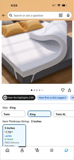 mattress topper King size sale $70