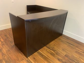 Reception Desk L Shape Espresso With Drawers 6’x6’