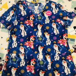 Frozen Olaf Scrub Top Size Large