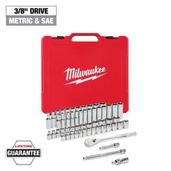 Milwaukee 3/8 in. Drive SAE/Metric Ratchet and Socket Tool Set (56-Piece)