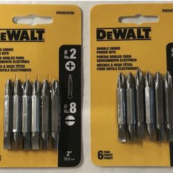 DEWALT (2 PACKS OF 6) 2 INCH DOUBLE ENDED POWER BITS #2 PHILLIPS & #8 SLOTTED 