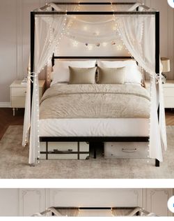Canopy black bed frame