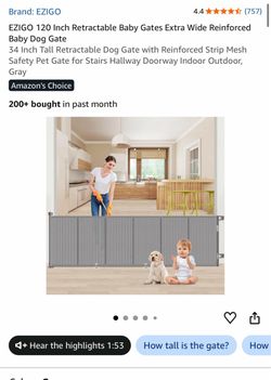 EZIGO 120 Inch Retractable Baby Gate Extra Wide Reinforced