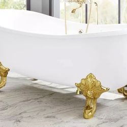 Signature Hardware Lena 59" Cast Iron Soaking Clawfoot Tub 