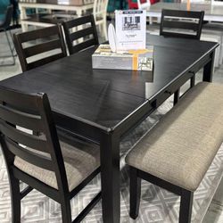 🔥 Ambenrock Dining set with 4 Chairs | Diningg Room Setss | Table | Chairs | Bench  💸 Best Price⚡️Lawn&Garden, Garden Furniture | Patio Furniture| 