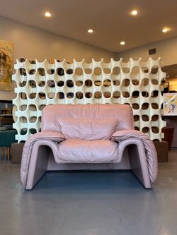 Vintage De Sede Style Pink Leather Lounge Chair