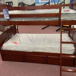 Twin Bunk Bed With Trundle ❤️Available Today Only $50 Down