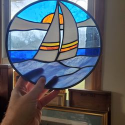 Stained Glass Window Decor Sailboaf