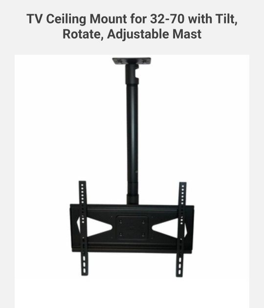 TV Ceiling Mount For 32- 70 With Tilt Rotate, Adjustable Mast
