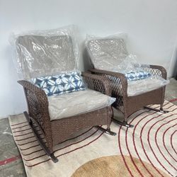 2pc Outdoor Rattan Rocking Chair Set